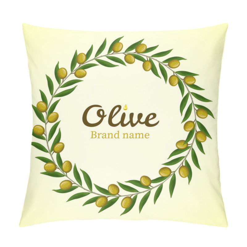 Personality  Green Olive Branches Wreath. Vector Pillow Covers