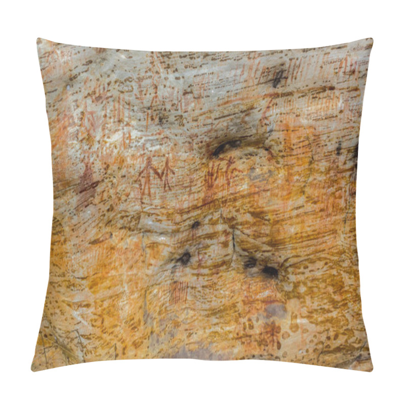 Personality  Ancient Aboriginal Art: Hand Prints, Animal Herds, Spiral, Australia Pillow Covers