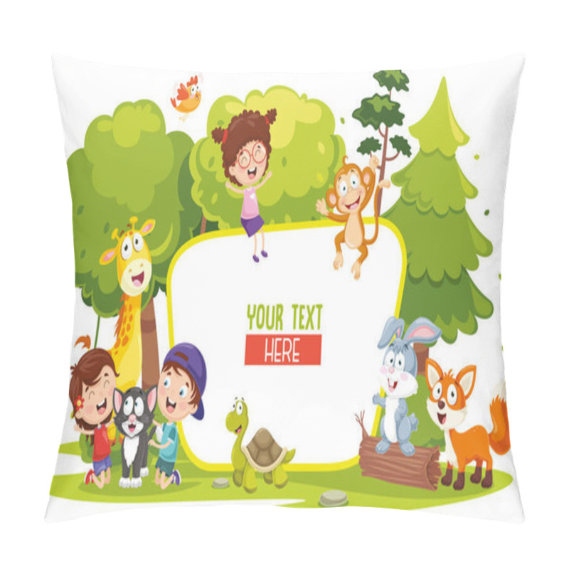 Personality  Vector Illustration Of Kids And Animals Pillow Covers