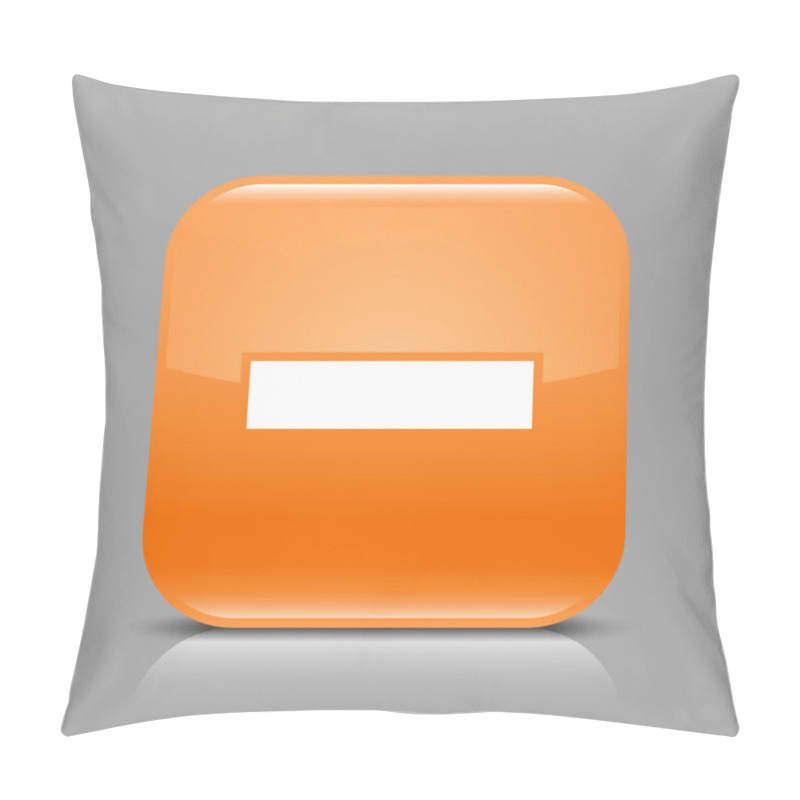 Personality  Orange Glossy Web Button With Minus Sign. Rounded Square Shape Icon With Black Shadow And Light Reflection On Gray Background. This Vector Illustration Saved In 8 Eps. See More Buttons In My Gallery Pillow Covers