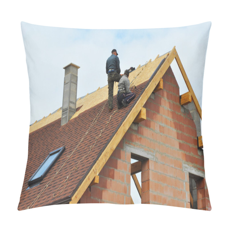 Personality  Roofing Construction And Building New Brick House With Modular C Pillow Covers