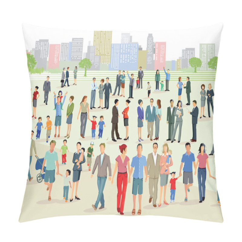 Personality  Crowd On A Large Square Pillow Covers