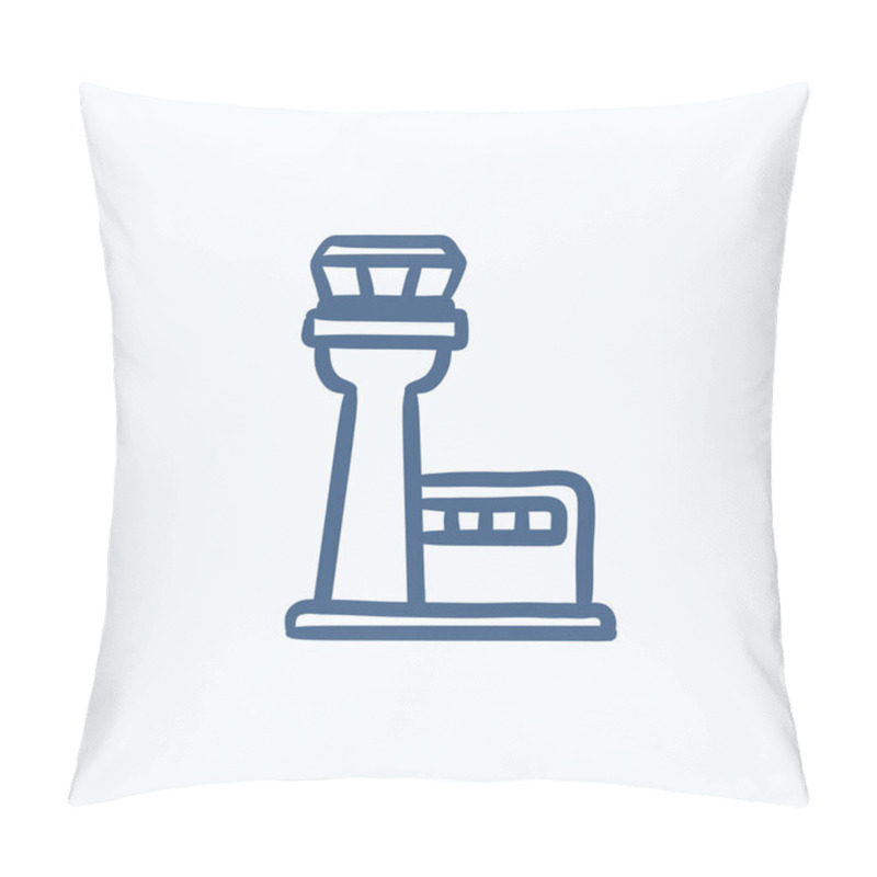 Personality  Flight Control Tower Sketch Icon. Pillow Covers