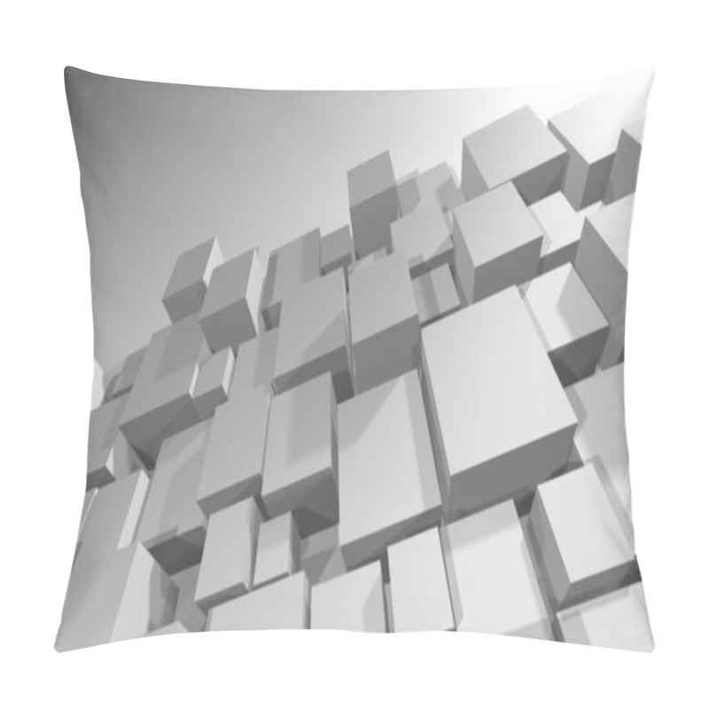 Personality  Abstract Diagonal Background Of White And Gray Cubes. 3D Objects Of Different Sizes. Beautiful Geometric Decorative Screensaver. Pillow Covers