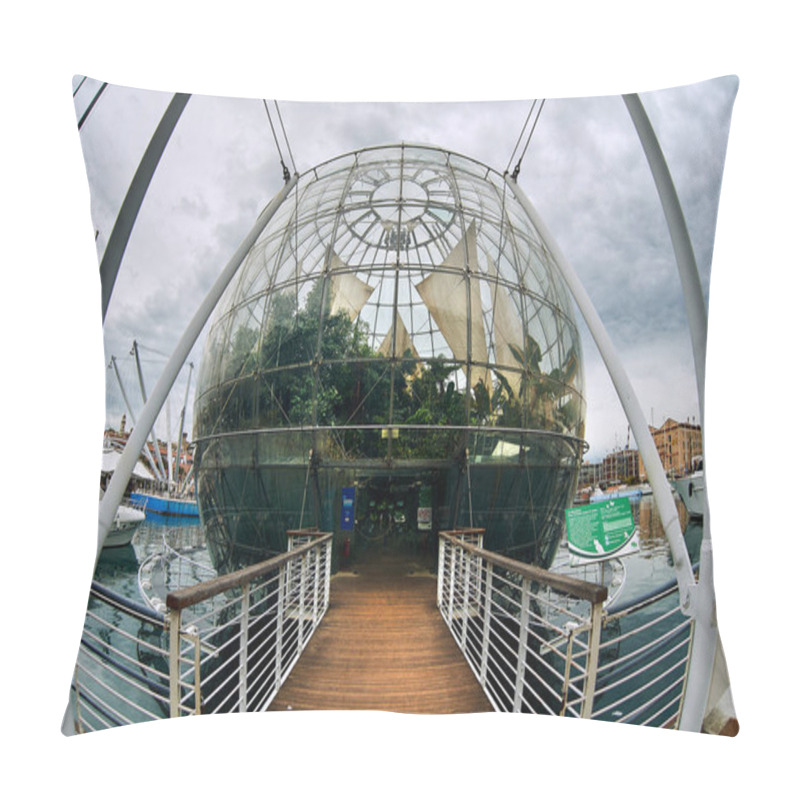 Personality  The Aquarium And The Tropical Biosphere In The Harbor Of The City. It Is A Popular Tourist Attraction In Genoa. Italy Pillow Covers