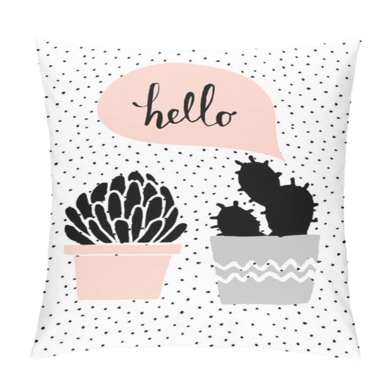 Personality  Valentine's Day Card With Cactuses Pillow Covers