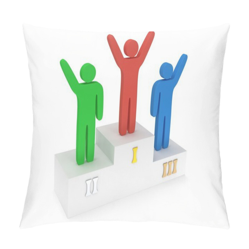 Personality  Winners On Sports Podium Isolated On White Pillow Covers