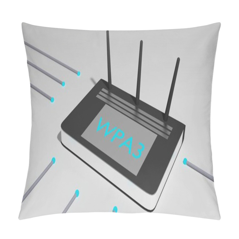 Personality  Black Router With Three Antennas And The Abbreviation WPA3 Cyber Pillow Covers