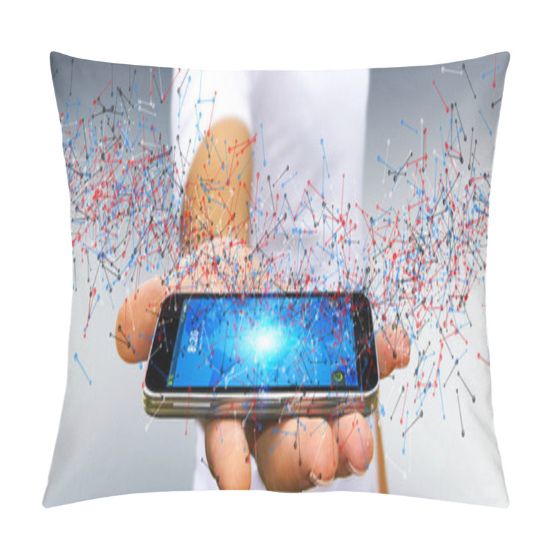 Personality  Man Holding DNA Structure Over His Phone Pillow Covers