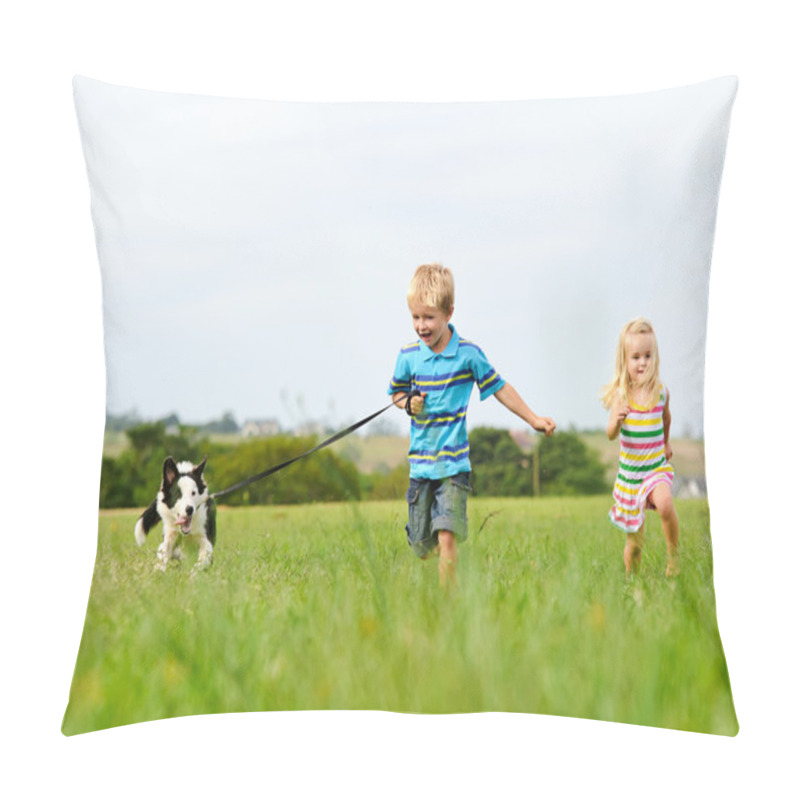 Personality  Happy Children With Dog Pillow Covers