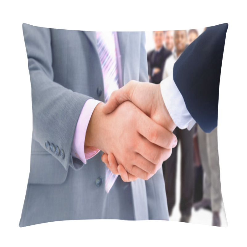 Personality  Handshake Isolated On Business Background Pillow Covers