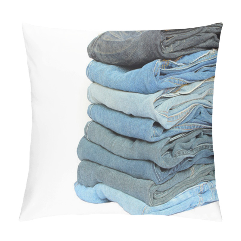 Personality  Stack Of Blue Denim Clothes  Pillow Covers