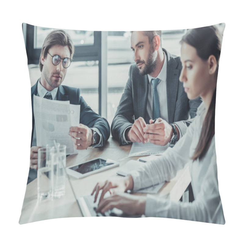 Personality  Successful Business People Having Meeting At Modern Office Pillow Covers