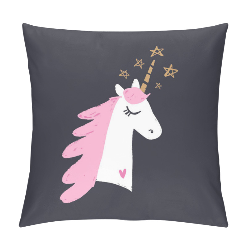 Personality  Lovely Unicorn Face, Baby Stylish Illustration, Unique Print For Posters, Cards, Clothes And Stationery. Clipart, Sticker. Little Kawaii Pony Pillow Covers