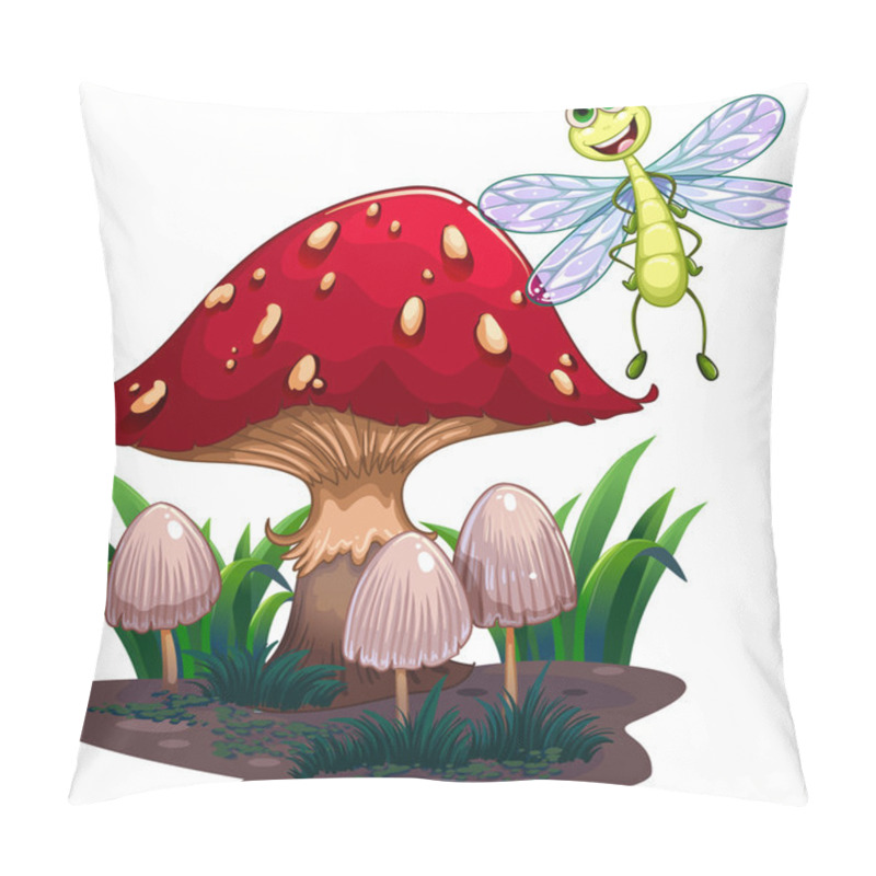 Personality  A Dragonfly Flying Beside The Mushrooms Pillow Covers