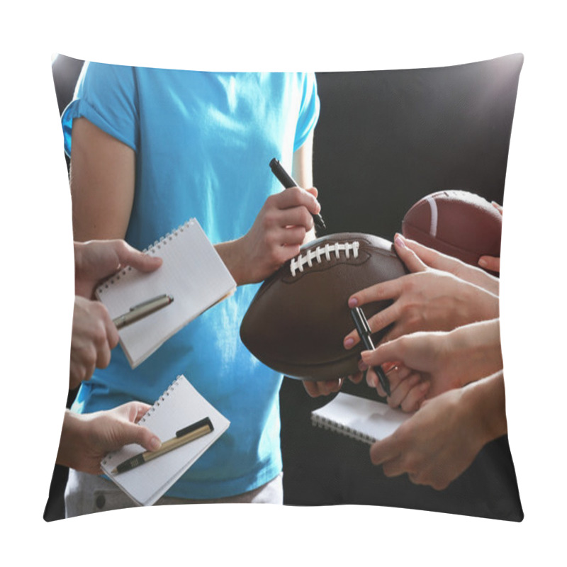 Personality  Autographs By American Football Star On Black And Lights Background Pillow Covers