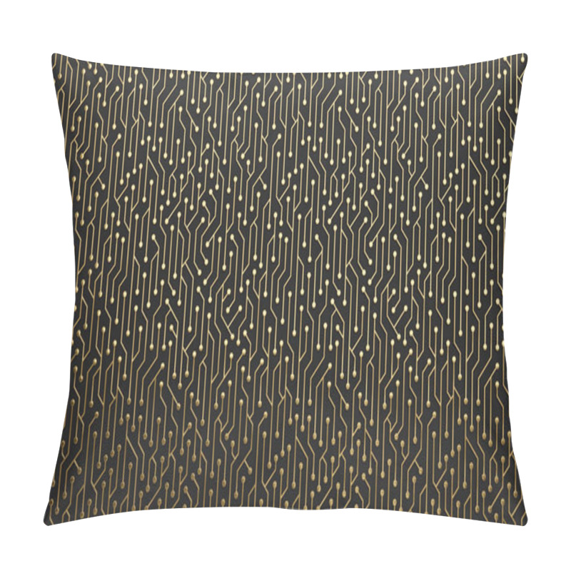 Personality  Circuit Board Background. Golden Microchip Pattern. Technology Concept. 3D Rendered Image. Pillow Covers