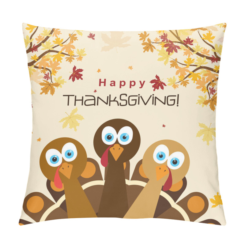 Personality  Template Greeting Card With A Happy Thanksgiving Turkey, Vector  Pillow Covers