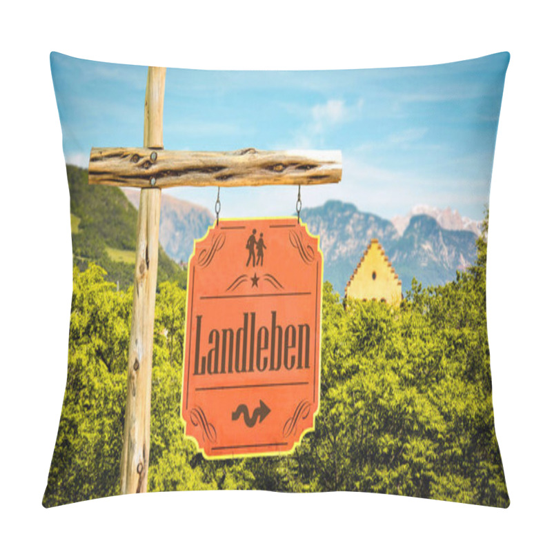 Personality  A Picture With Signposts In The Direction Of Rural Life In German Pillow Covers