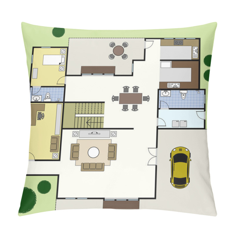 Personality  Floorplan Architecture Plan House Pillow Covers