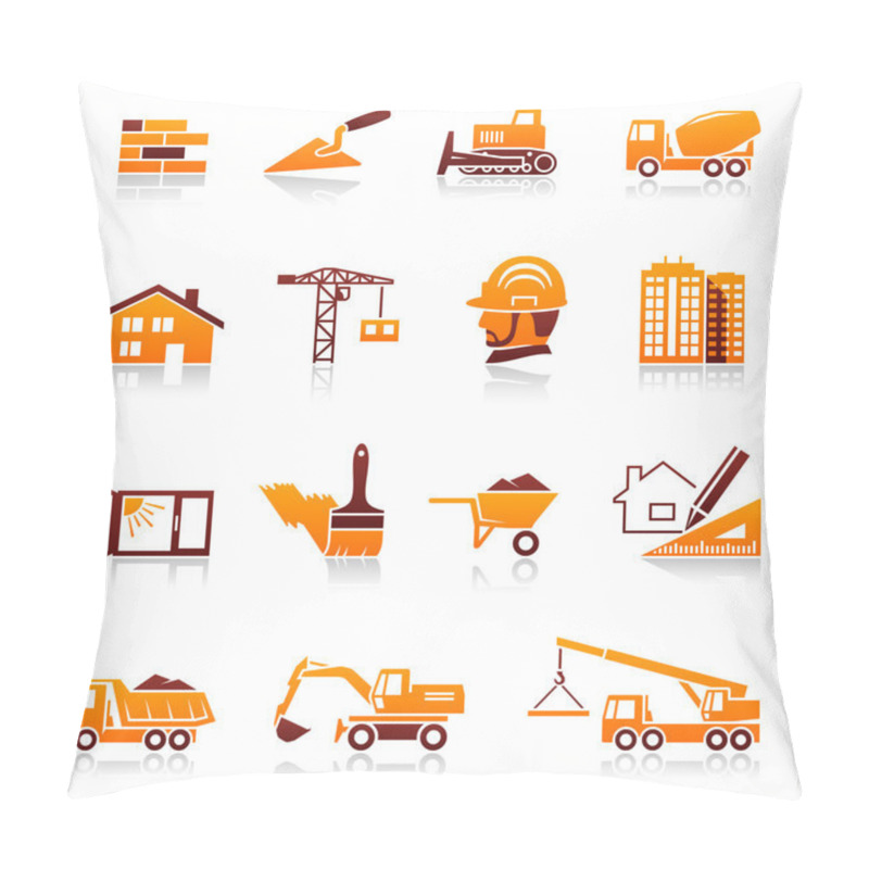 Personality  Construction And Real Estate Vector Icon Set Pillow Covers