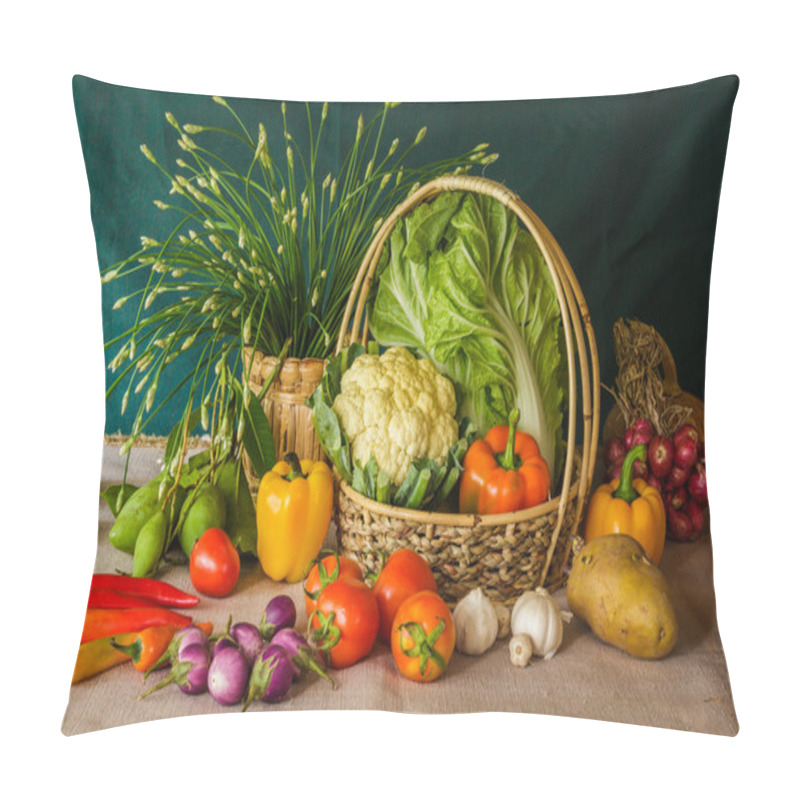 Personality  Still Life  Vegetables, Herbs And Fruits. Pillow Covers