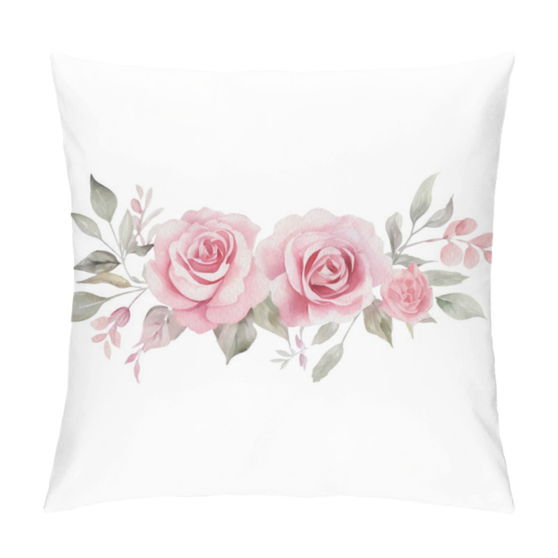 Personality  Watercolor Romantic Pink Rose Flowers Arrangement. Isolated Wedding Clipart Illustration For Invitation Card, Logo, Greeting Card, Banners And More. Pillow Covers