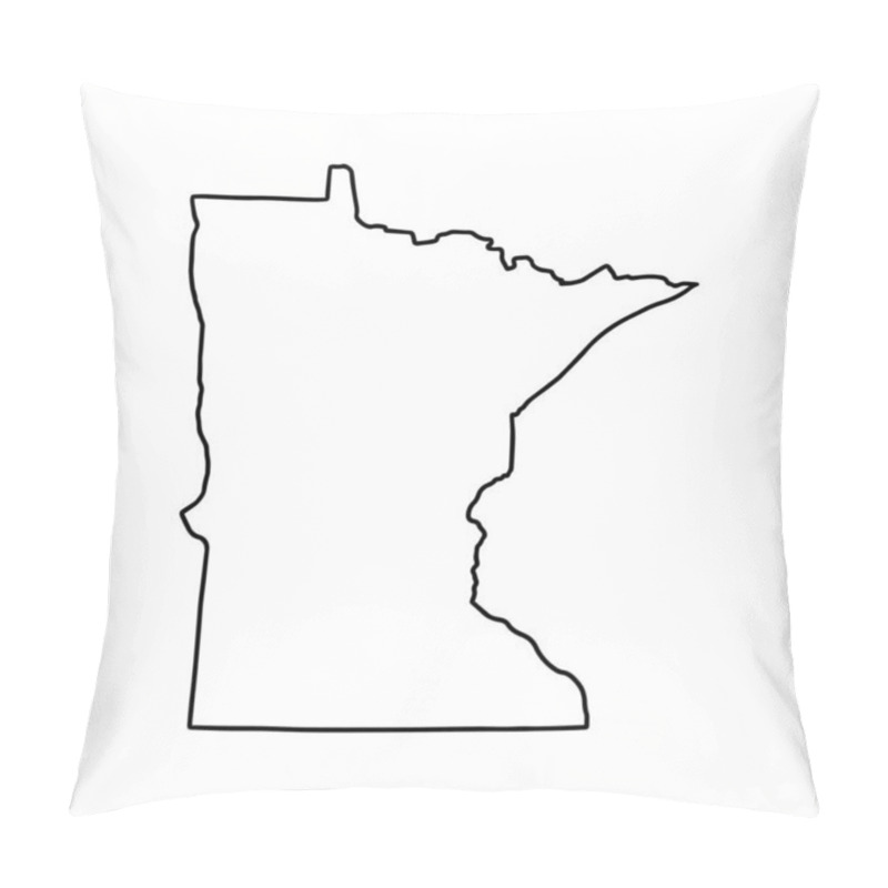 Personality  Outline Map Of Minnesota White Background. USA State,  Vector Map With Contour. Pillow Covers