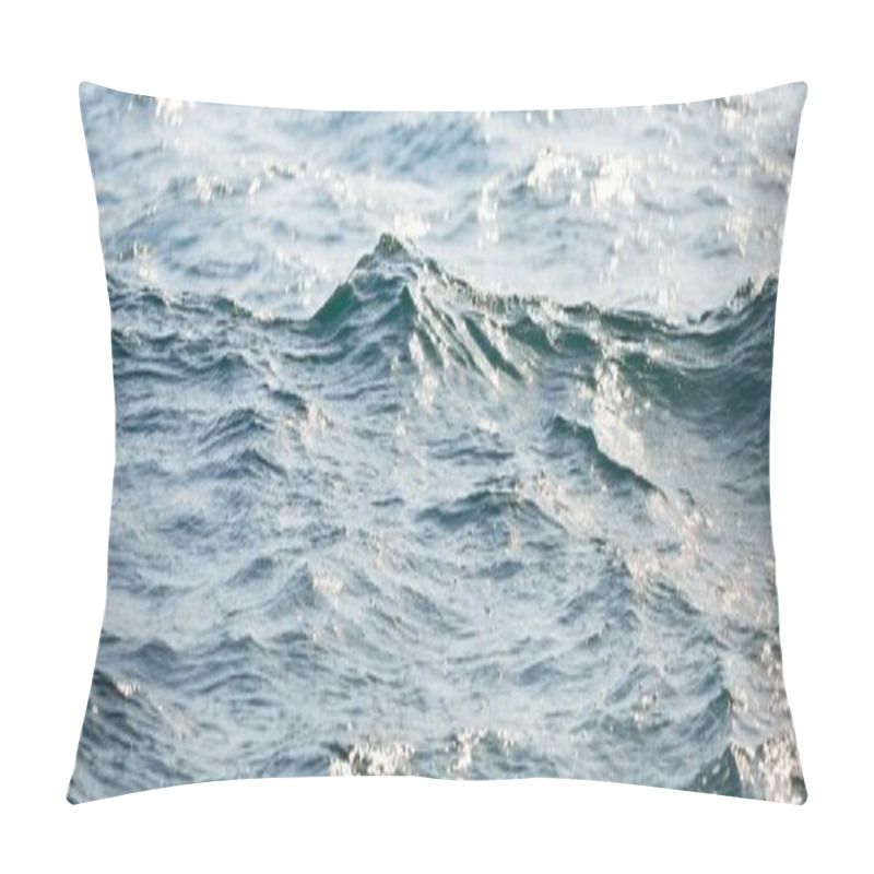 Personality  High Angle View Of The Mediterranean Sea. Waves, Splashes, Water Surface Texture. Blue, Azure, Turquoise Colors. Abstract Natural Pattern, Background, Wallpaper. Graphic Resources, Copy Space Pillow Covers