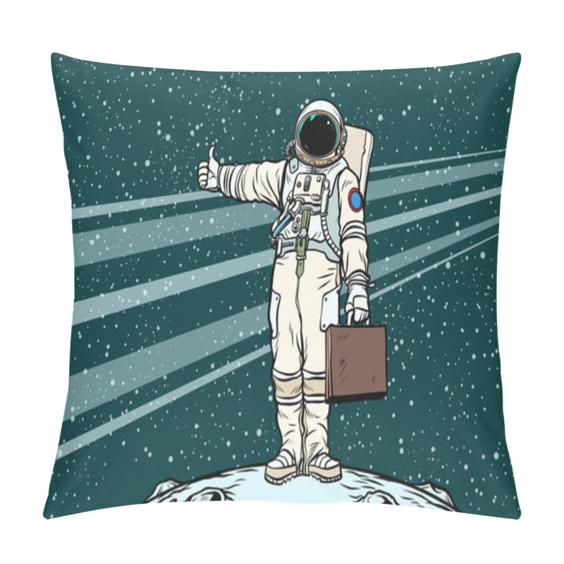 Personality  Hitchhiker Astronaut With Travel Suitcase Pillow Covers