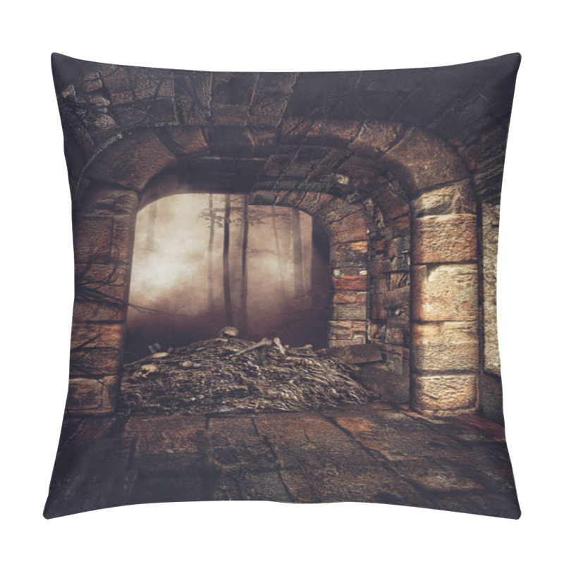 Personality  Old Crypt With A Pile Of Bones Pillow Covers