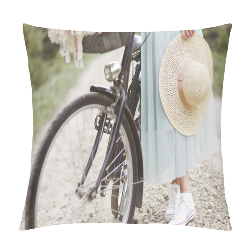 Personality  Woman Holding Hat Pillow Covers