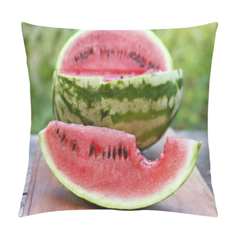 Personality  Ripe Watermelon Cut Into Slices On A Wooden Board. Pillow Covers