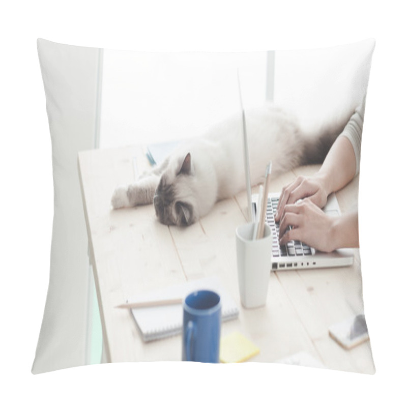 Personality  Sleepy Cat Lying On A Desktop Pillow Covers