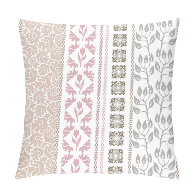 Personality  Set Of Victorian Seamless Borders. Retro Damask Pattern, Geometric Ornaments, Leaves And Branches. Pillow Covers