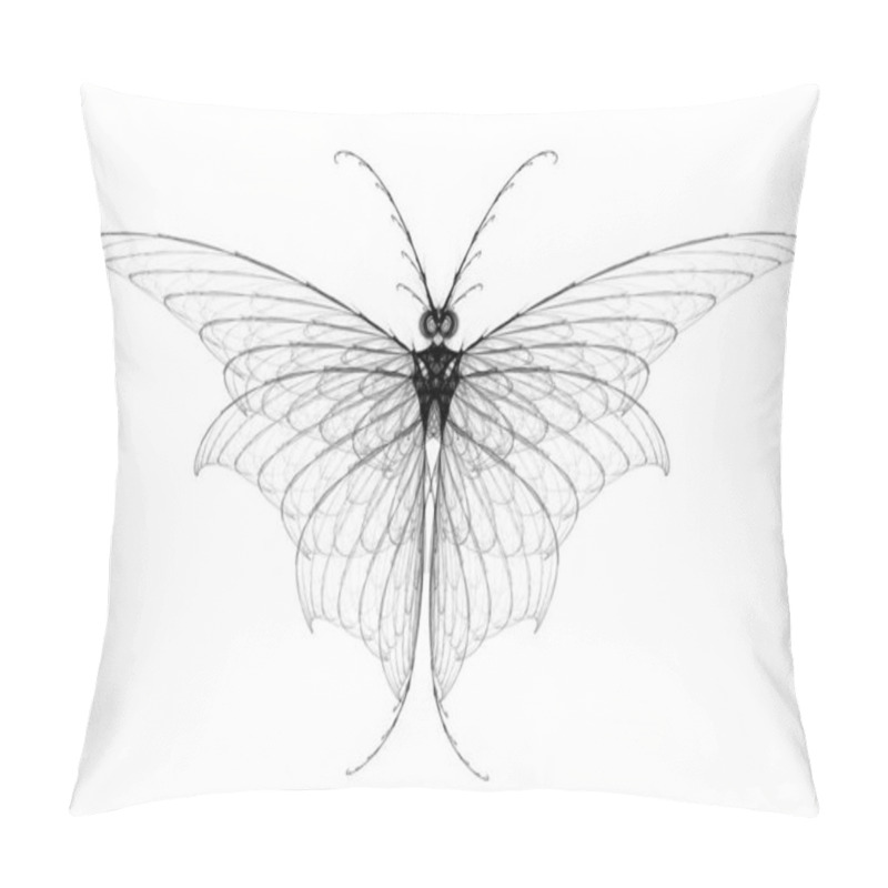 Personality  Fractal, Contour, Silhouette, Tattoo. Moth, Butterfly. Black On A White Background. Evil Pillow Covers