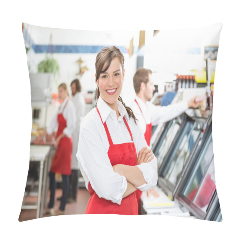 Personality  Confident Female Butcher Standing Arms Crossed Pillow Covers