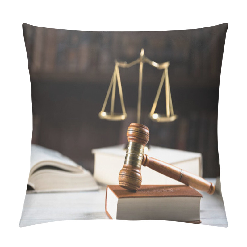 Personality  Law And Justice Symbols In Courtroom Pillow Covers