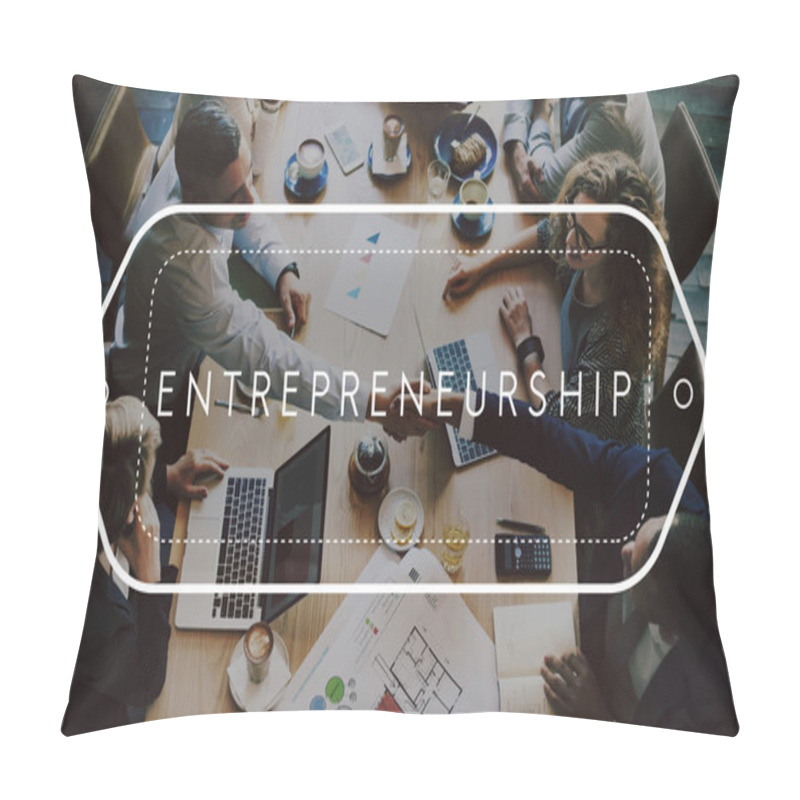 Personality  Business Of People With Handshake And Entrepreneurship Pillow Covers