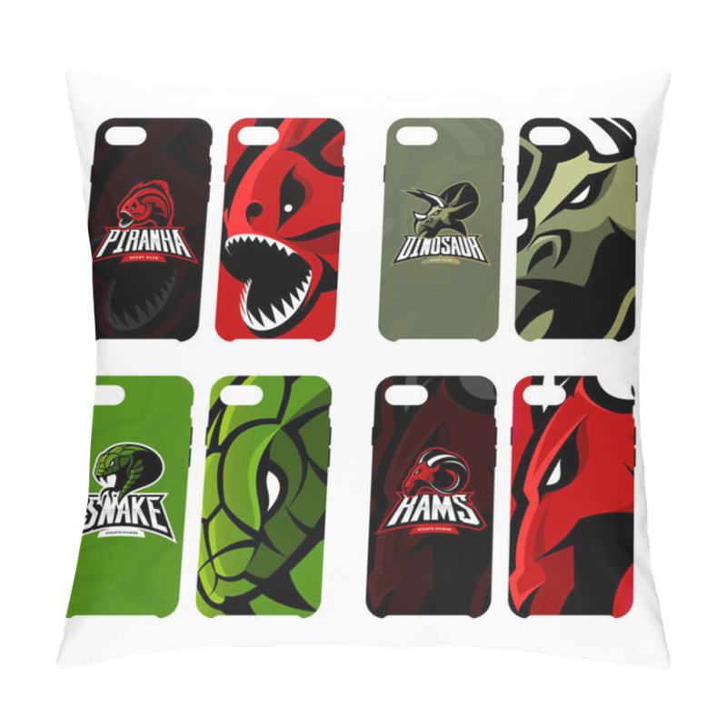 Personality  Furious Piranha, Ram, Snake And Dinosaur Sport Vector Logo Concept Smart Phone Case Pillow Covers