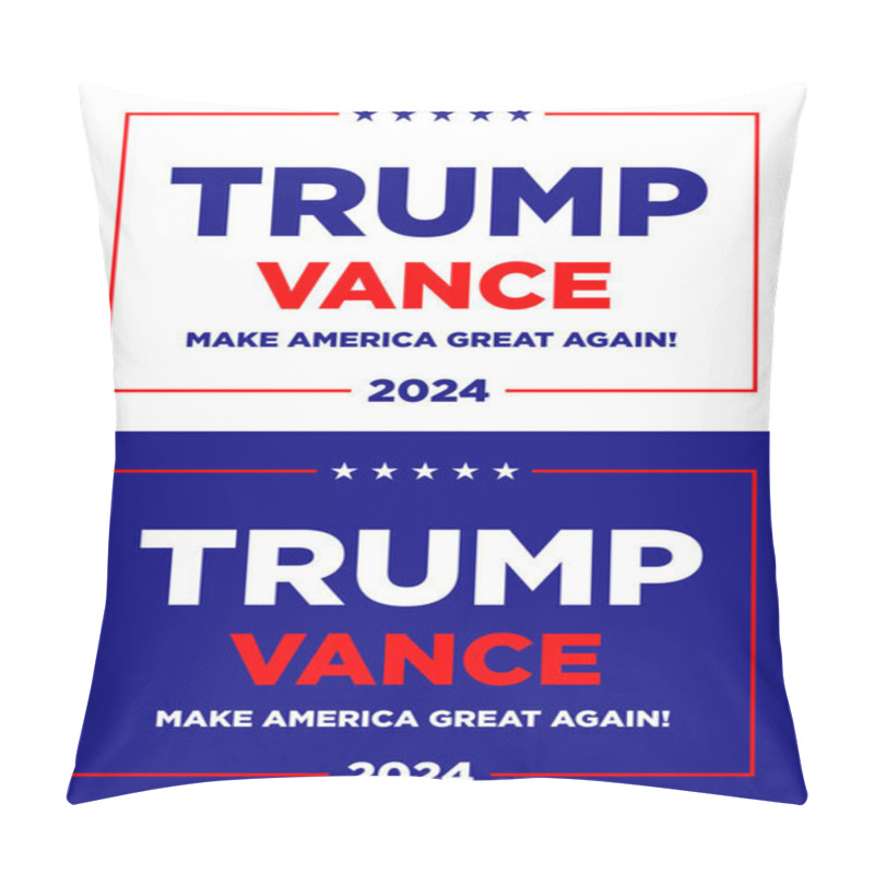 Personality  USA, July 2024, Donald Trump And Vance Political Campaign Advertising Poster Image, Blue And White Version, United States, Vector Illustration, USA Pillow Covers