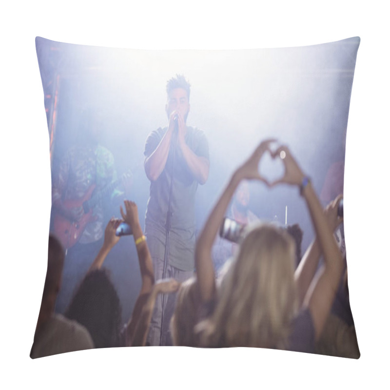 Personality  Male Singer Performing In Front Of Crowd Pillow Covers