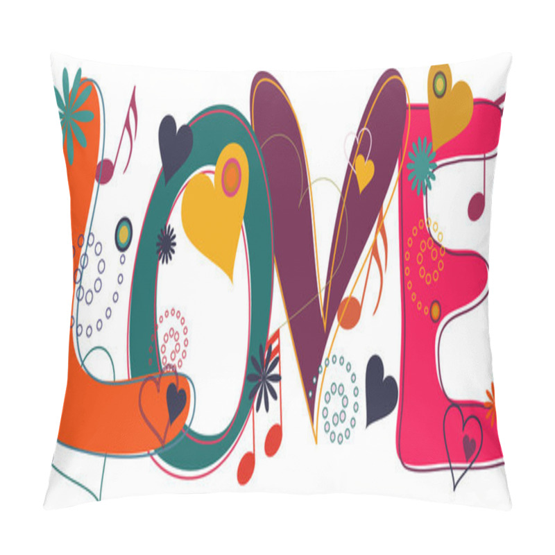 Personality  Love Text In Hippie Brights Pillow Covers