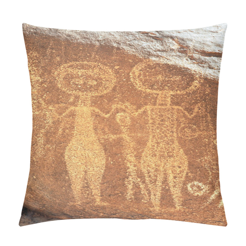 Personality  Ancient Rock Art In Niger Depicting Two Figures Pillow Covers