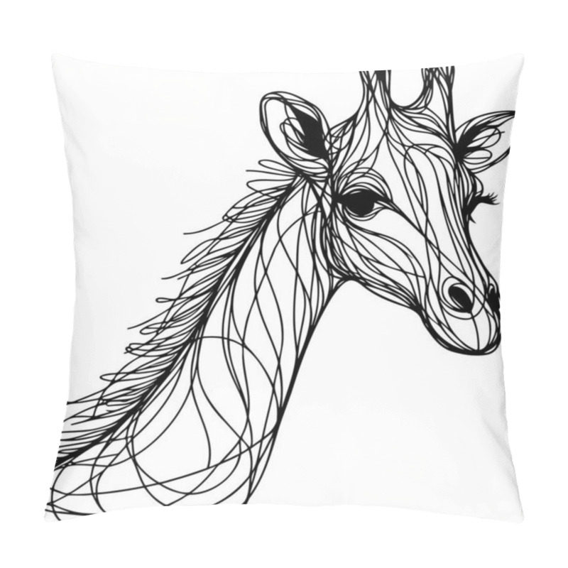 Personality  Artistic Line Drawing Of Rhinoceros With Detailed Horn And Patterned Skin Pillow Covers