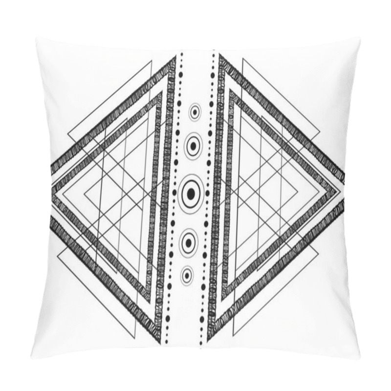 Personality  Hipster Mystic Sacred Geometry Blackwork Tribal Tattoo.Polyhedron Polygon Triangle,circle, Dots, Geometric Mathematical Forms.Abstract Background.Vector.Boho Dotwork Design.Navajo Jewelry Decorations. Pillow Covers