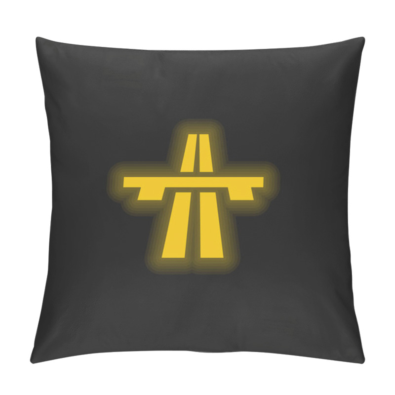 Personality  Bridge On Avenue Perspective Yellow Glowing Neon Icon Pillow Covers