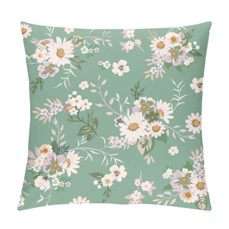 Personality  Floral Fashion Print Design With Daisies For Spring, Summer Woman Dress Pillow Covers