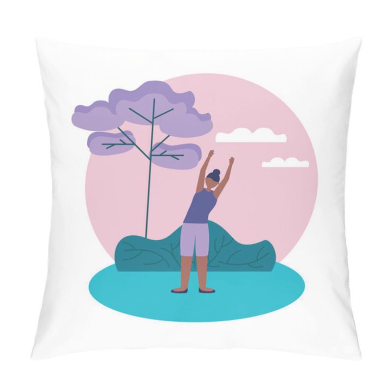 Personality  Girl Doing Yoga Pose Vector Design Pillow Covers