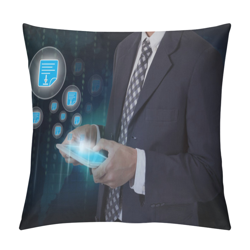 Personality  Businessman Pressing Download Document Button Pillow Covers